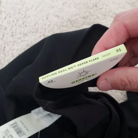 OFFLINE By Aerie Real Me High Waisted Crossover Rib Super Flare Legging black XS - Picture 9 of 11